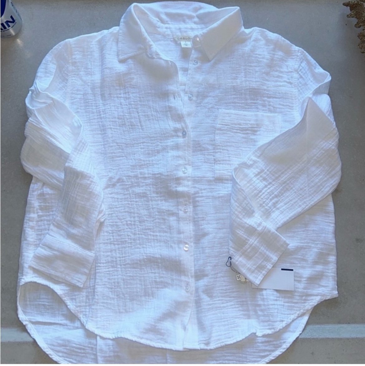 Women's 100% cotton soft white shirt vintage contemporary button down size Large