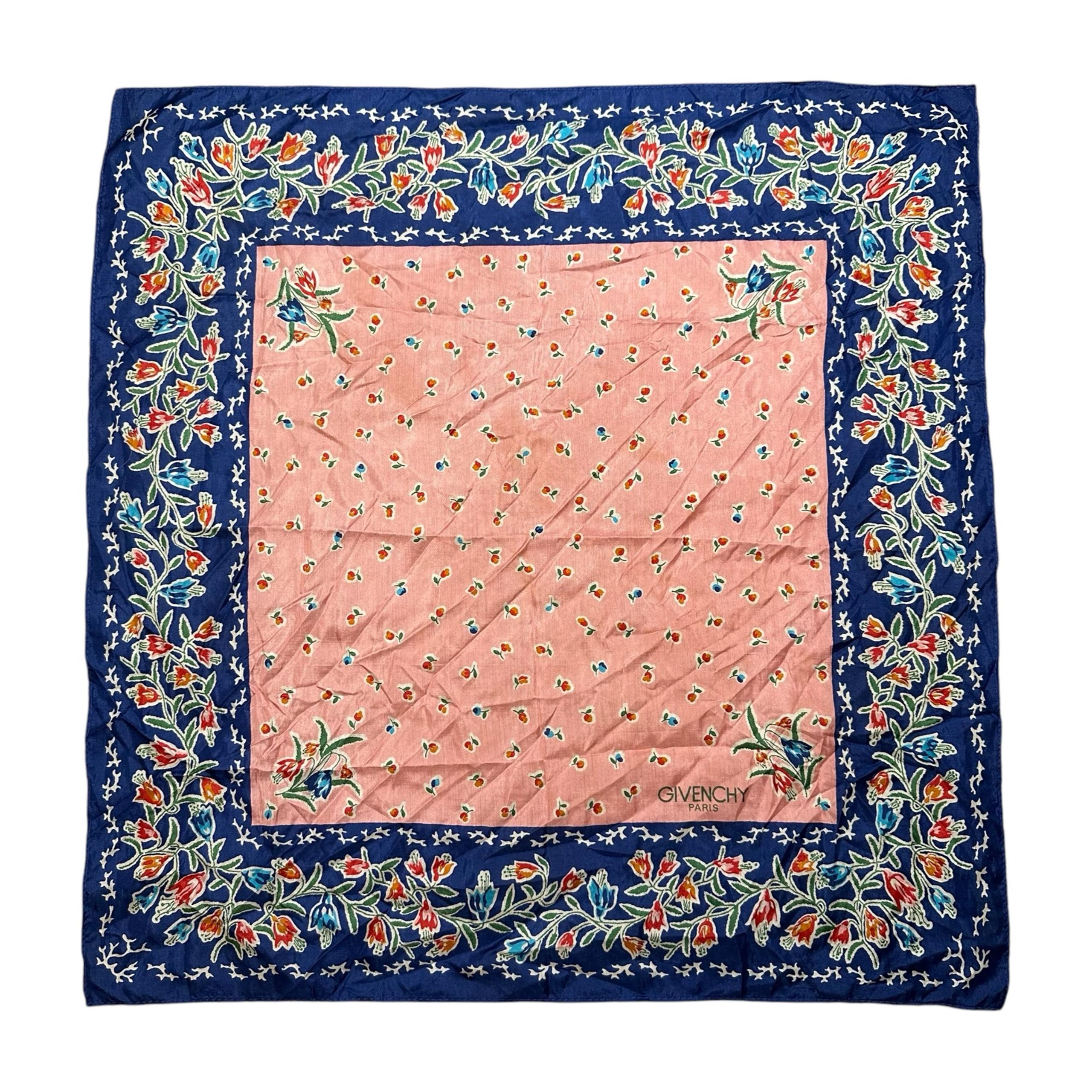 Givenchy Paris Pink & Blue Floral Scarf