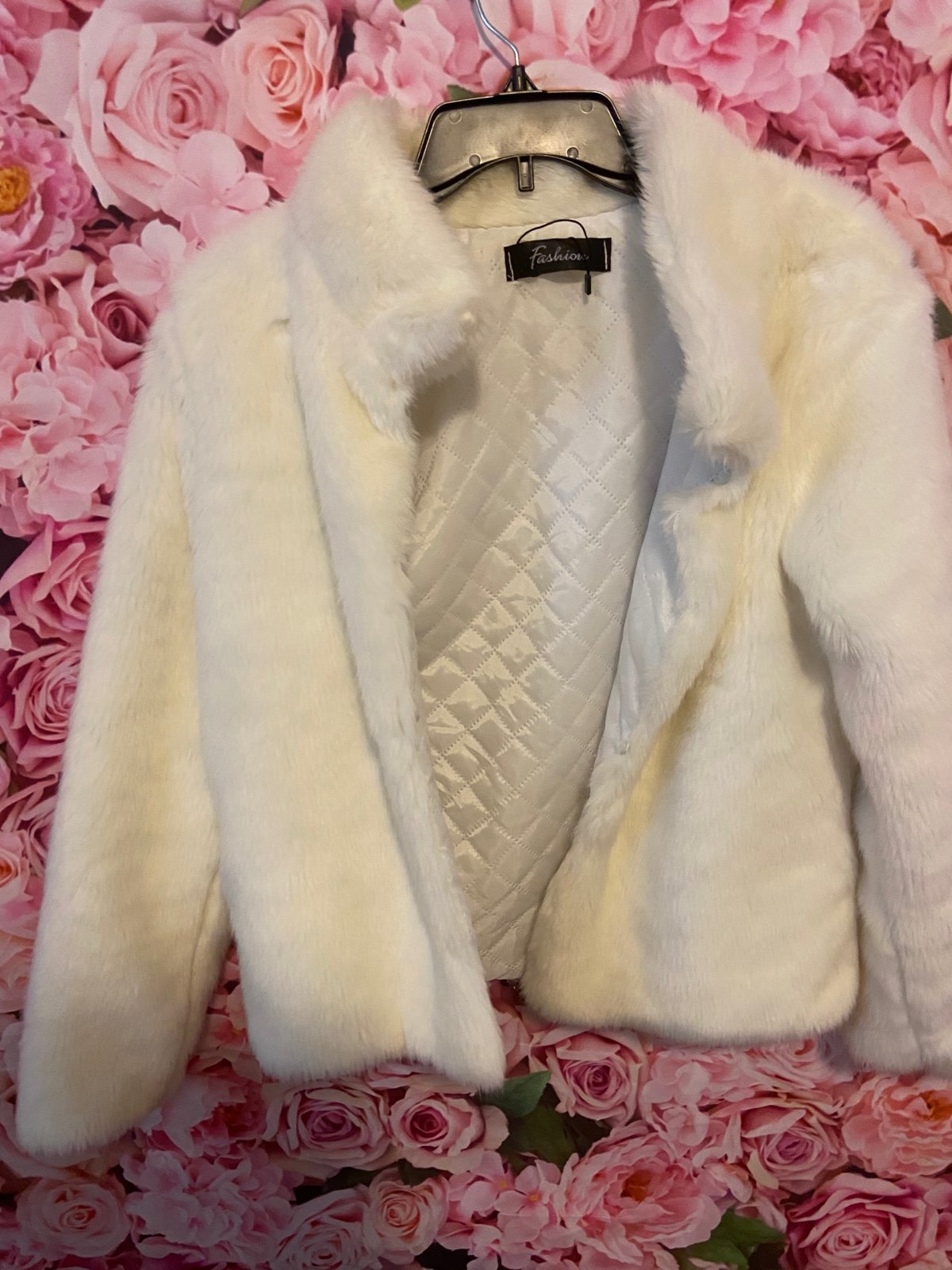 White fur jacket