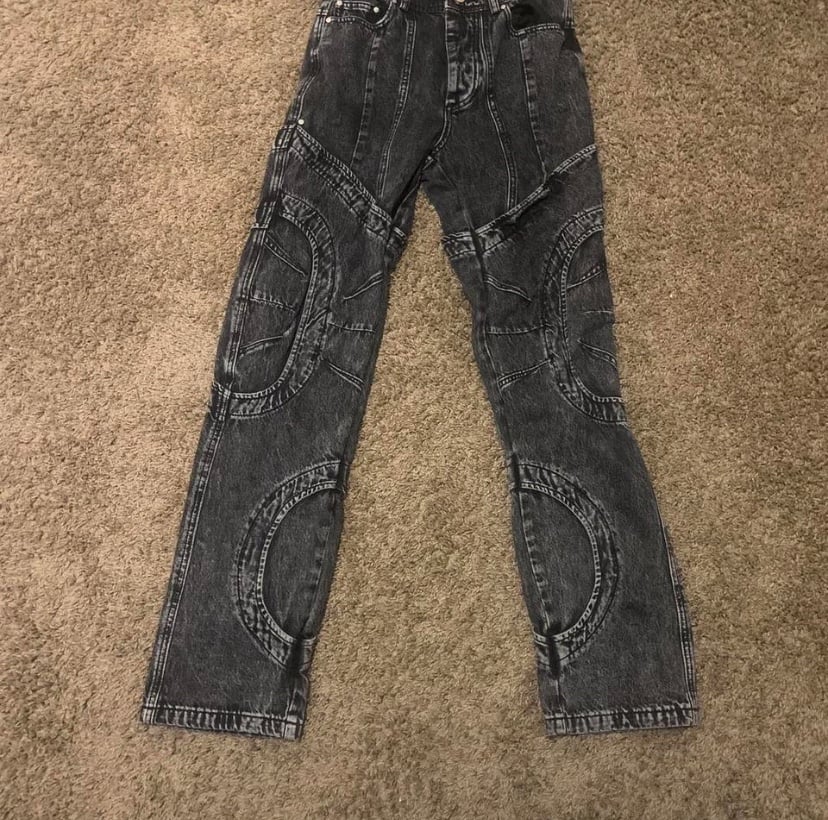 Dark Washed Abstract Jeans