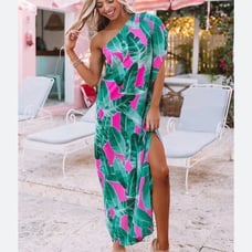 Buddy Love | Major Flair Maxi Dress in Palm Leaf Green - Size Small