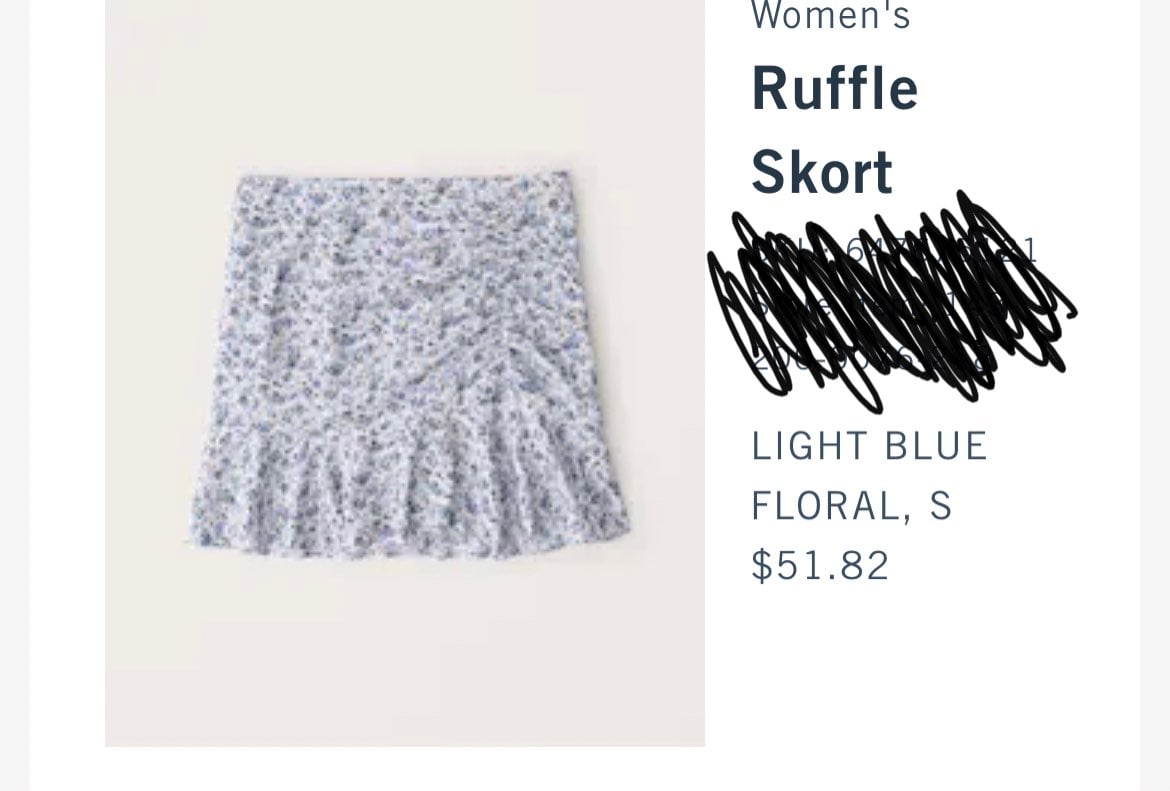 Abercromie Blue floral Skort