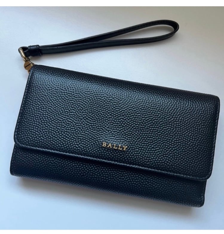 NWT Bally black embossed wallet.