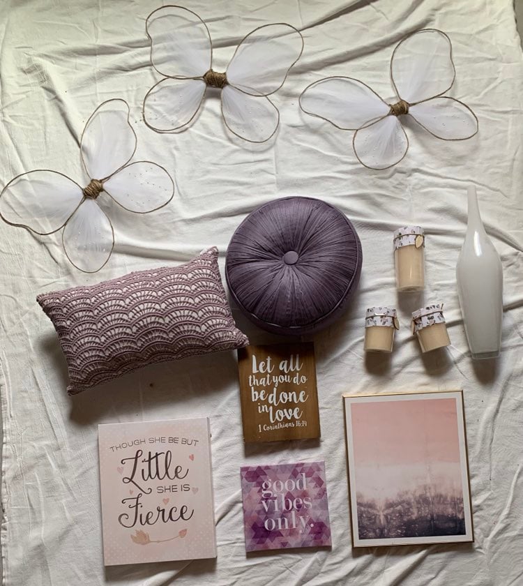 bedroom decor purple butterfly