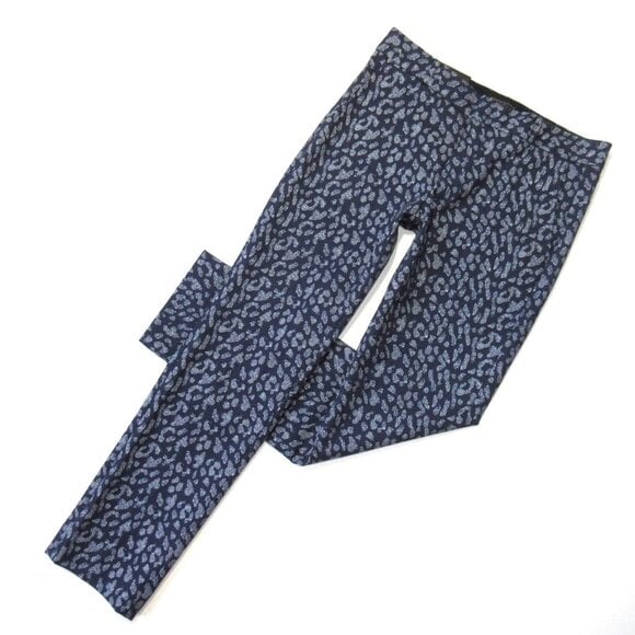 NWT Banana Republic Ryan Straight in Navy Animal Washable Bi-stretch Pants 4