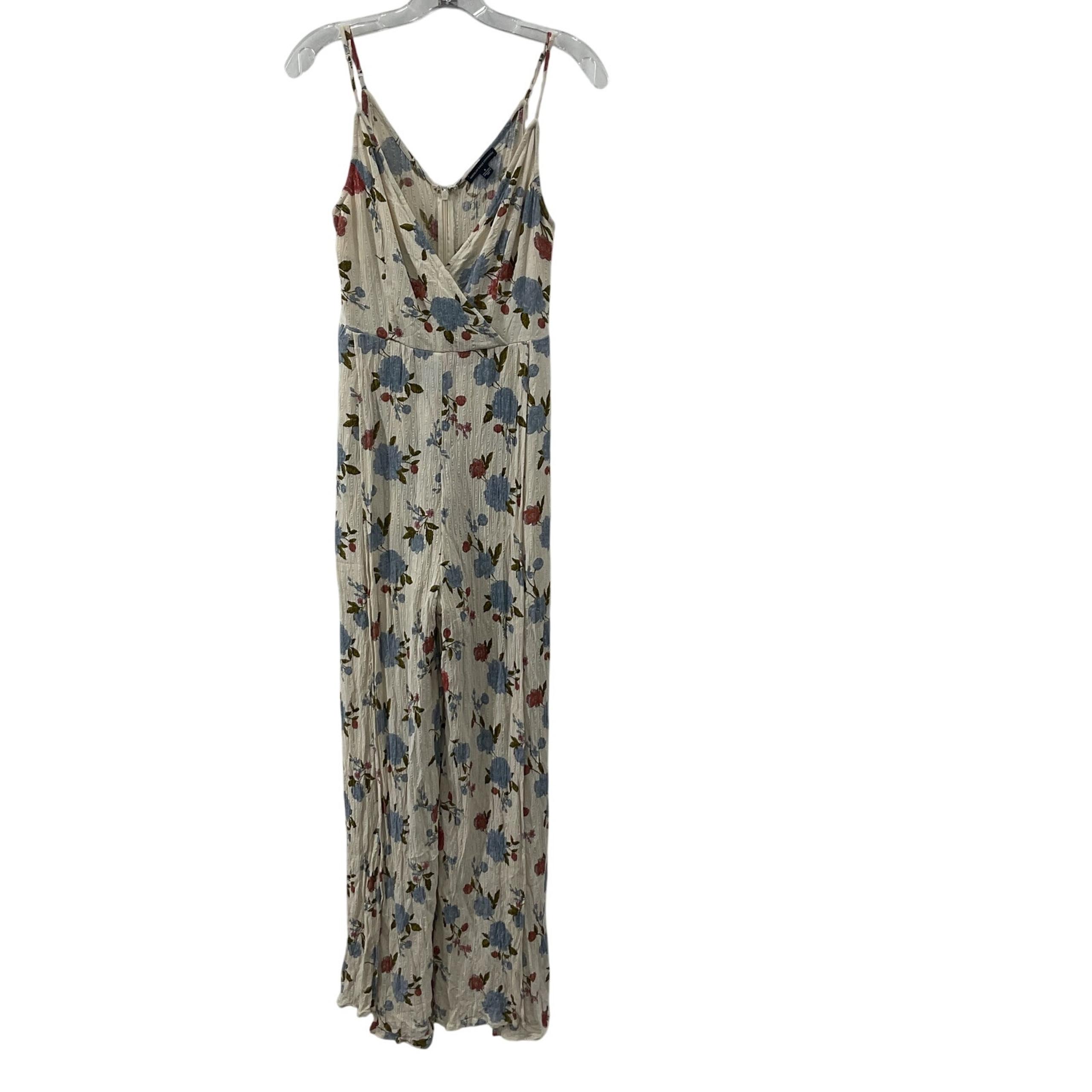 NWT American Eagle Cream Spaghetti Strap Wrap V-Neck Floral Jumpsuit Women's 6