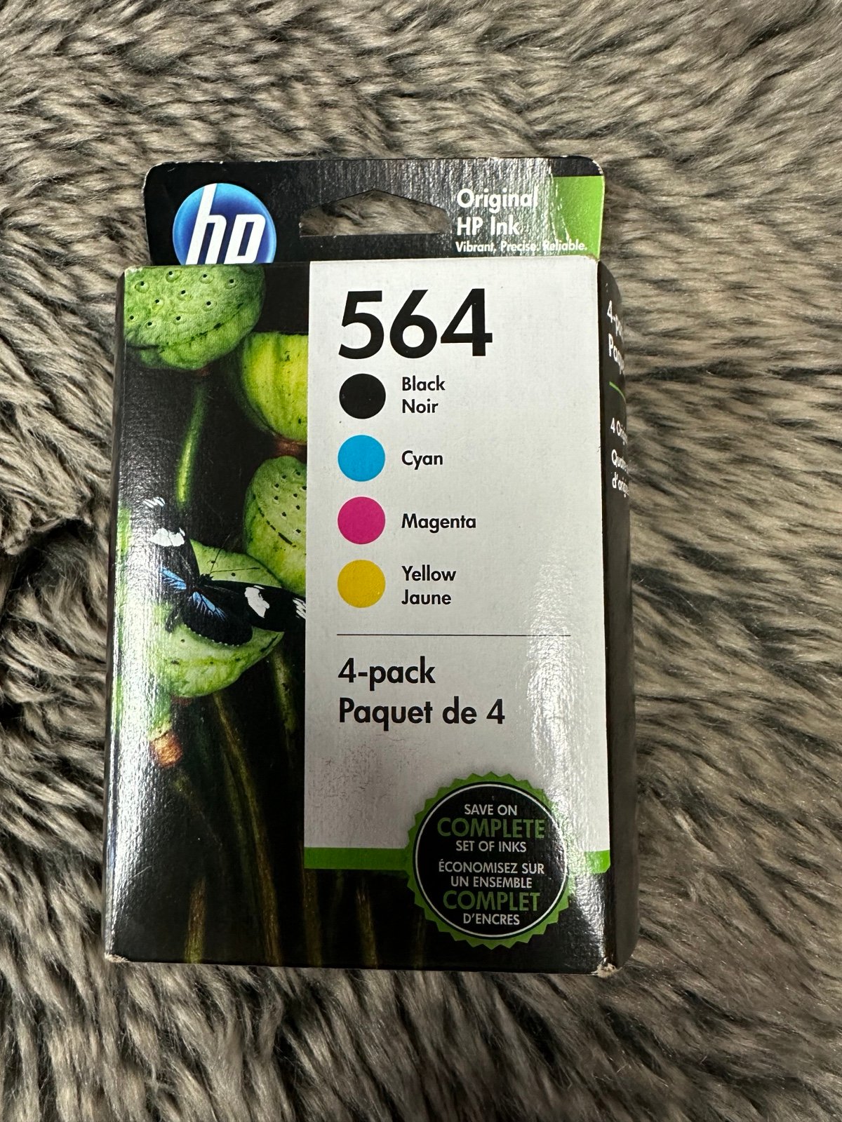 HP 564 4-Pack Black/Cyan/Magenta/Yellow Original Ink Cartridges, 3YQ22AN#140