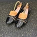 Taryn Rose BEATRIZ Black Woven Patent Leather Cap Toe Ballet Flat