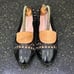 Taryn Rose BEATRIZ Black Woven Patent Leather Cap Toe Ballet Flat