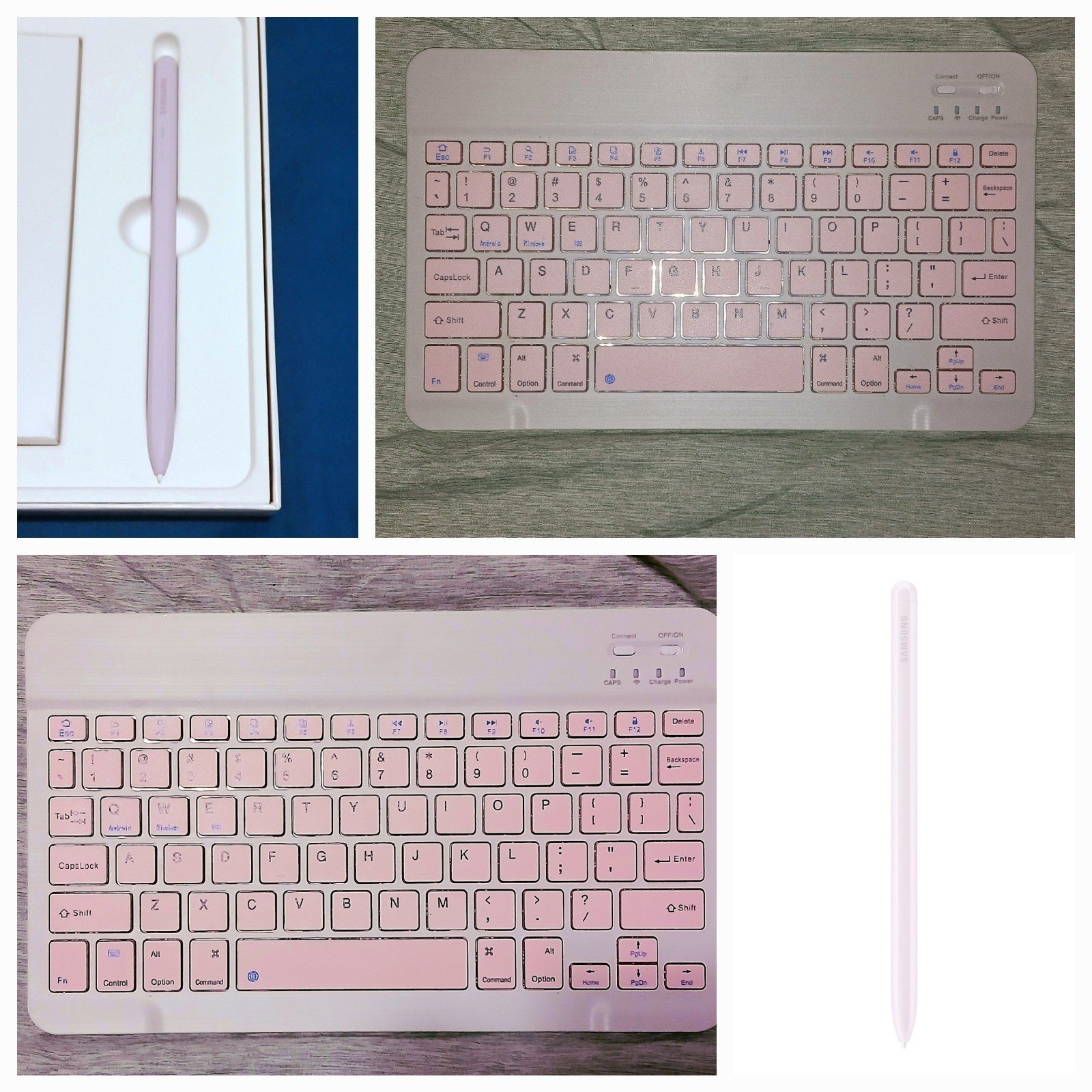 Samsung Galaxy Tab S9 FE/S9 FE+ S Pen w Wireless Backlit Keyboard Pink Lavender
