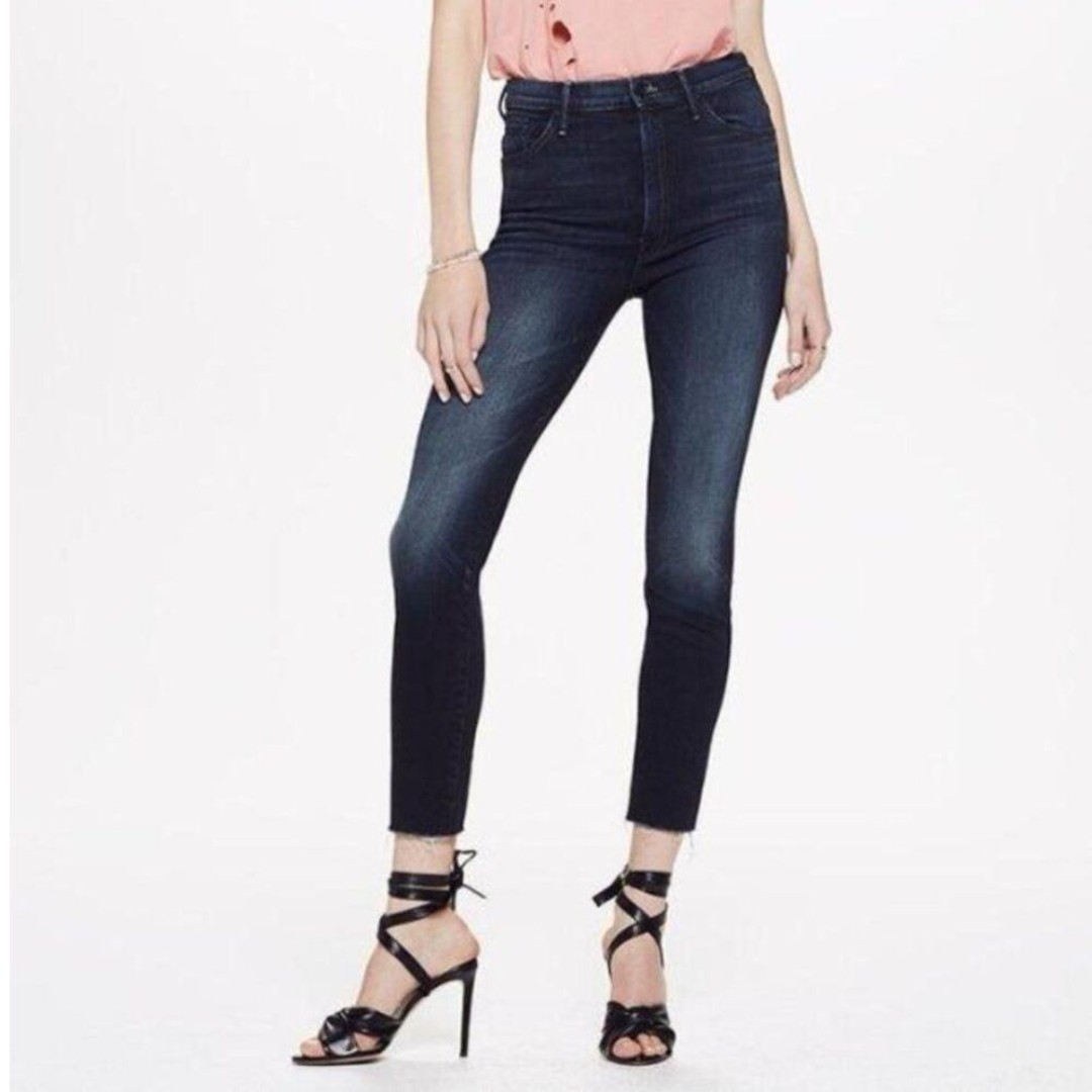 Mother Size 29 High Waisted HW Looker Ankle Fray Night Owl Jeans Dark Wash