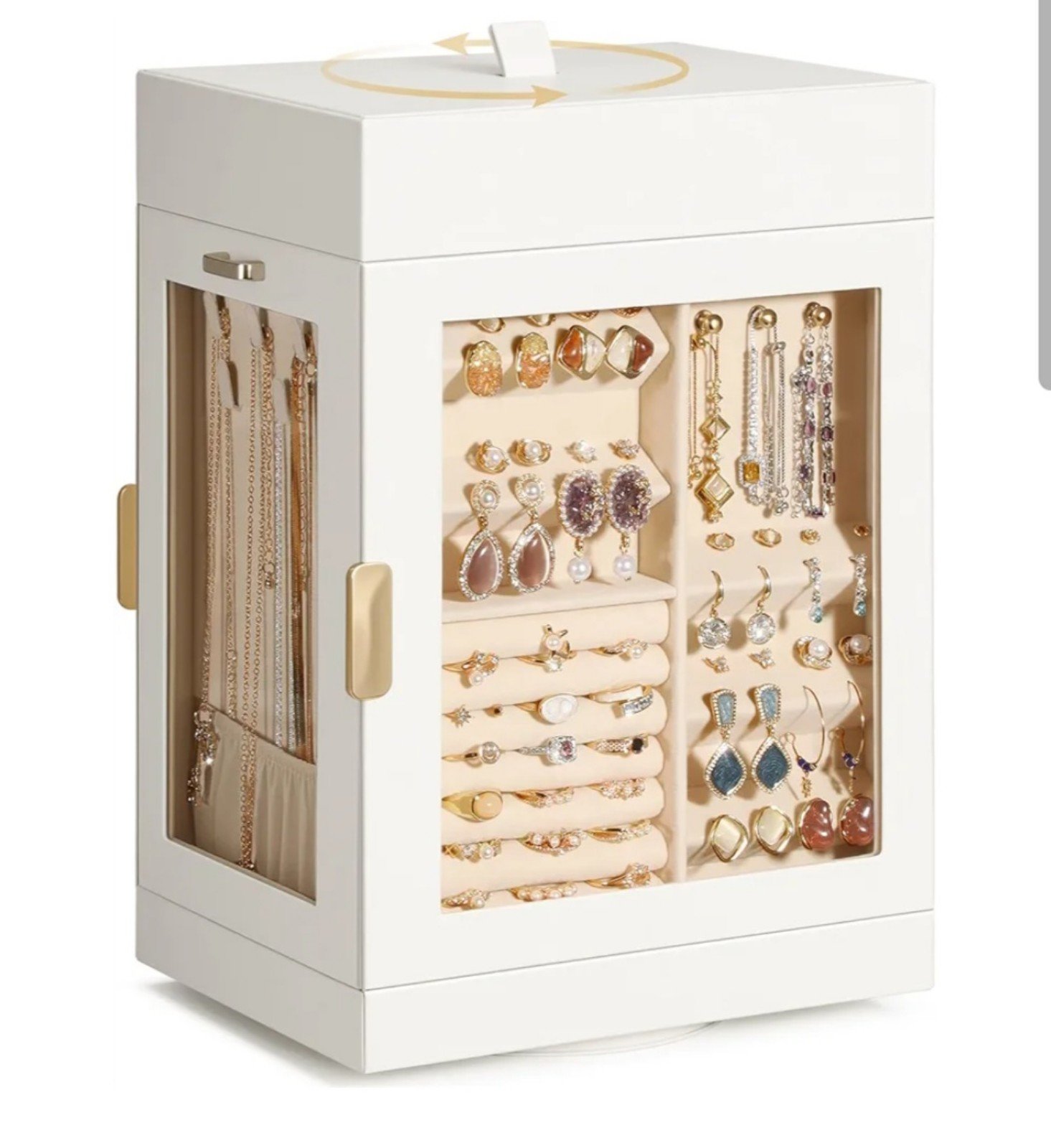 TidyStash 360° Rotating Jewelry Organizer - Large, Elegant Jewelry Boxes for Wom