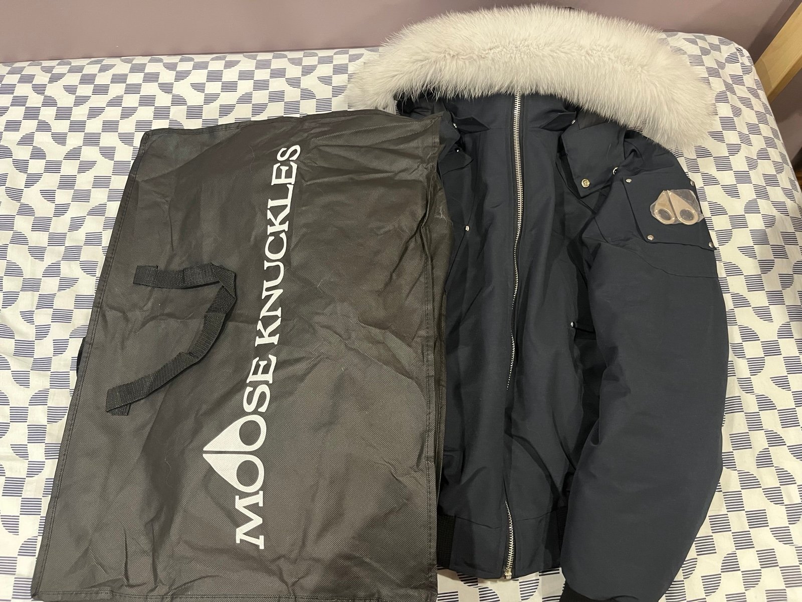 Navy Blue Moose Knuckles Bomber