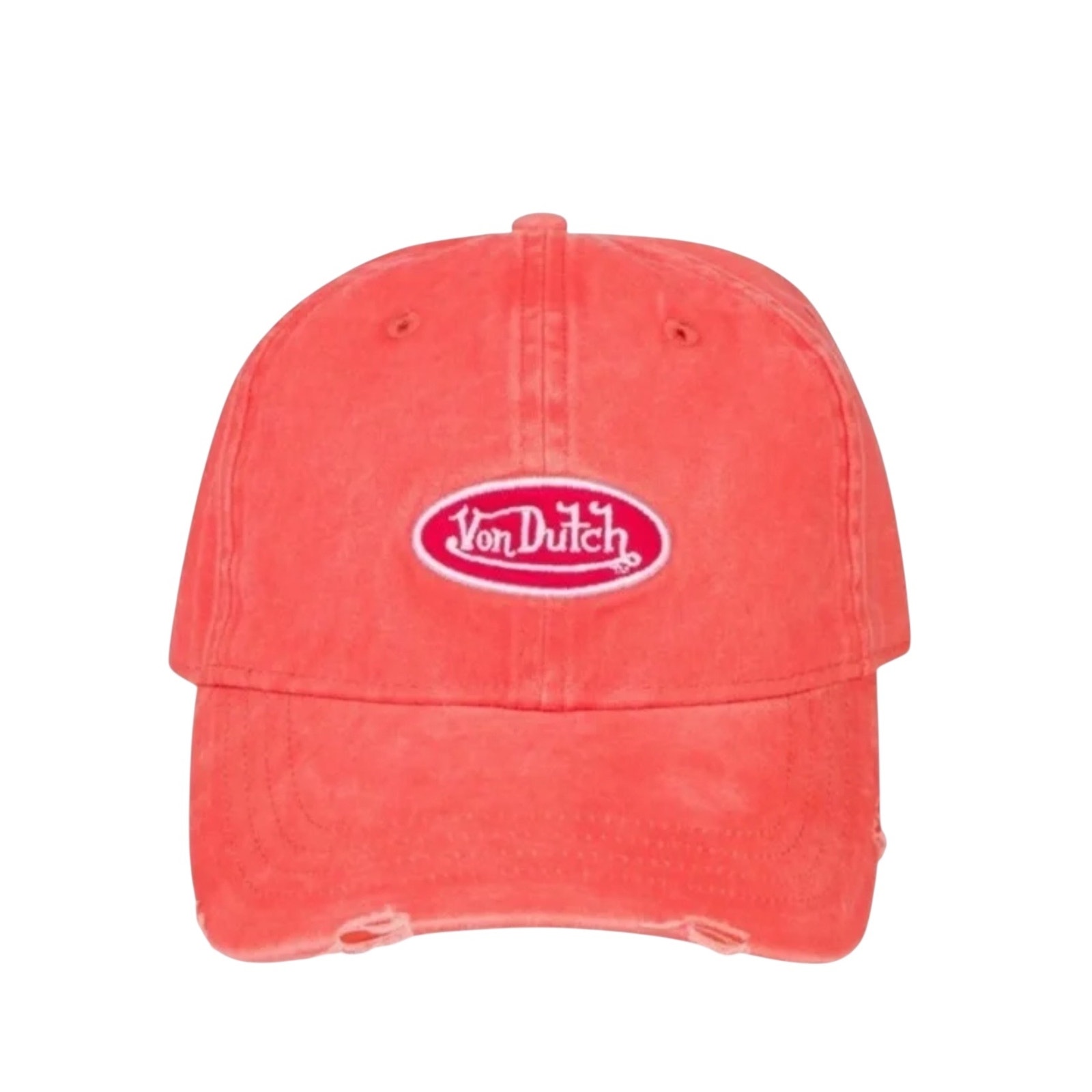 NWT! Von Dutch Distressed Denim Adjustable Dad Cap in Orange - One Size