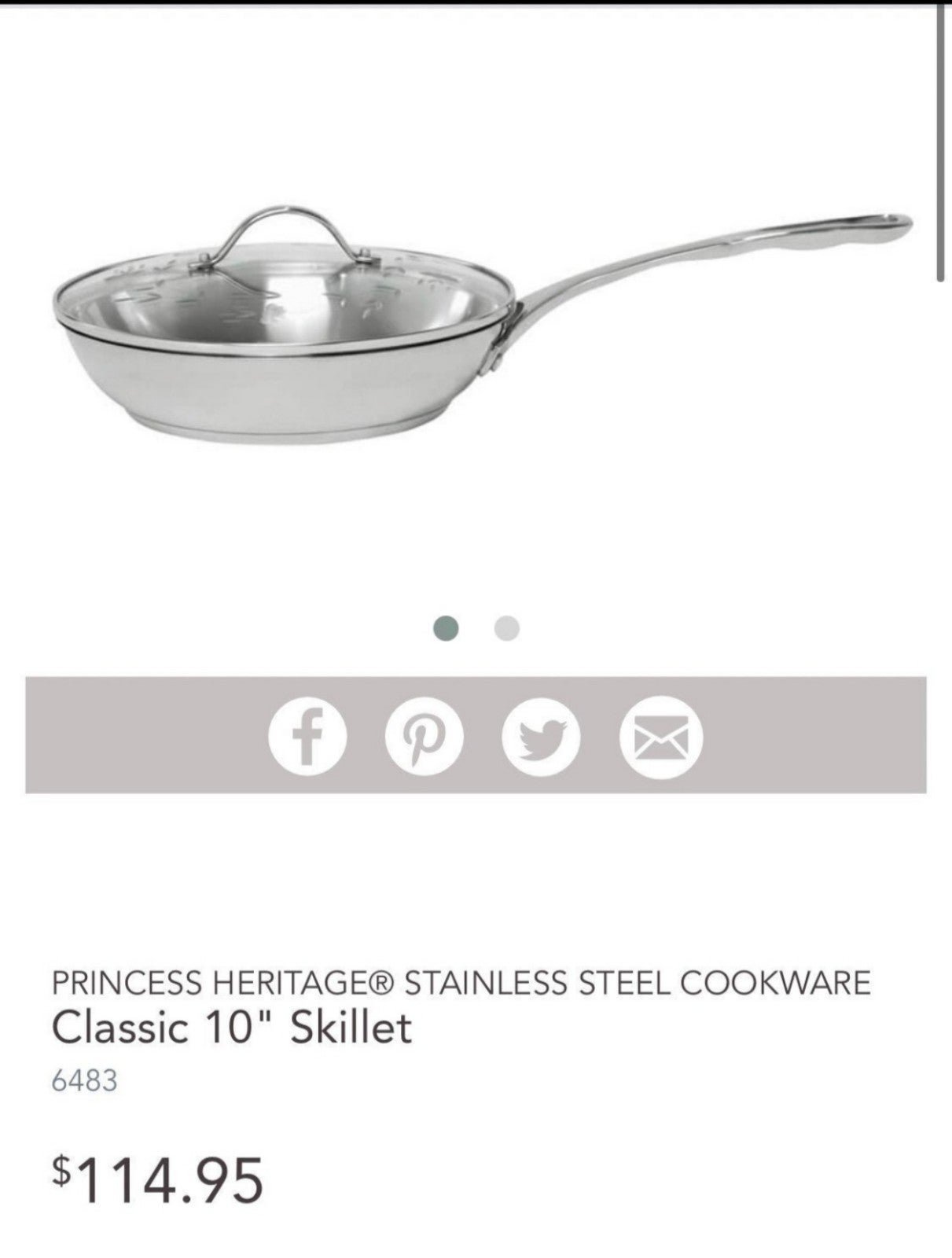 Princess heritage Classic 10 skillet w/lid