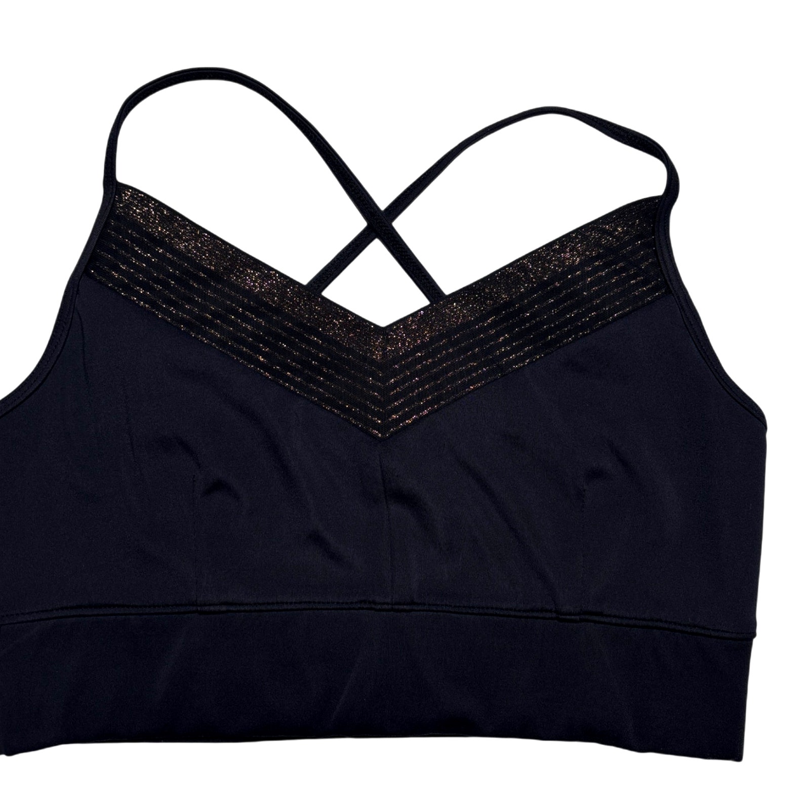 NYLORA Sports Bra V-Neck Crossback Black Metallic Small