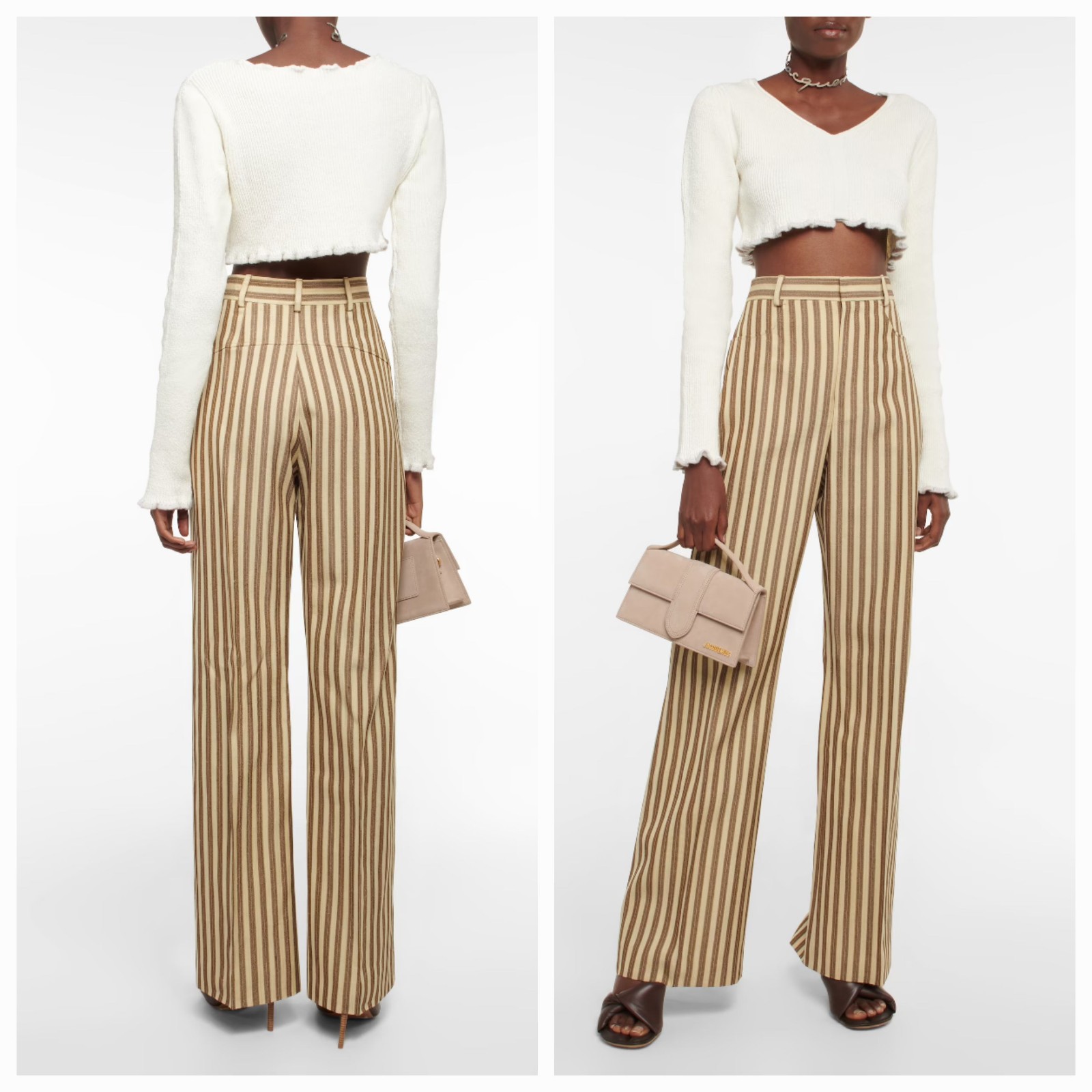 JACQUEMUS Off-White & Taupe 'La Maille Santon' Sweater Size 38 NWT