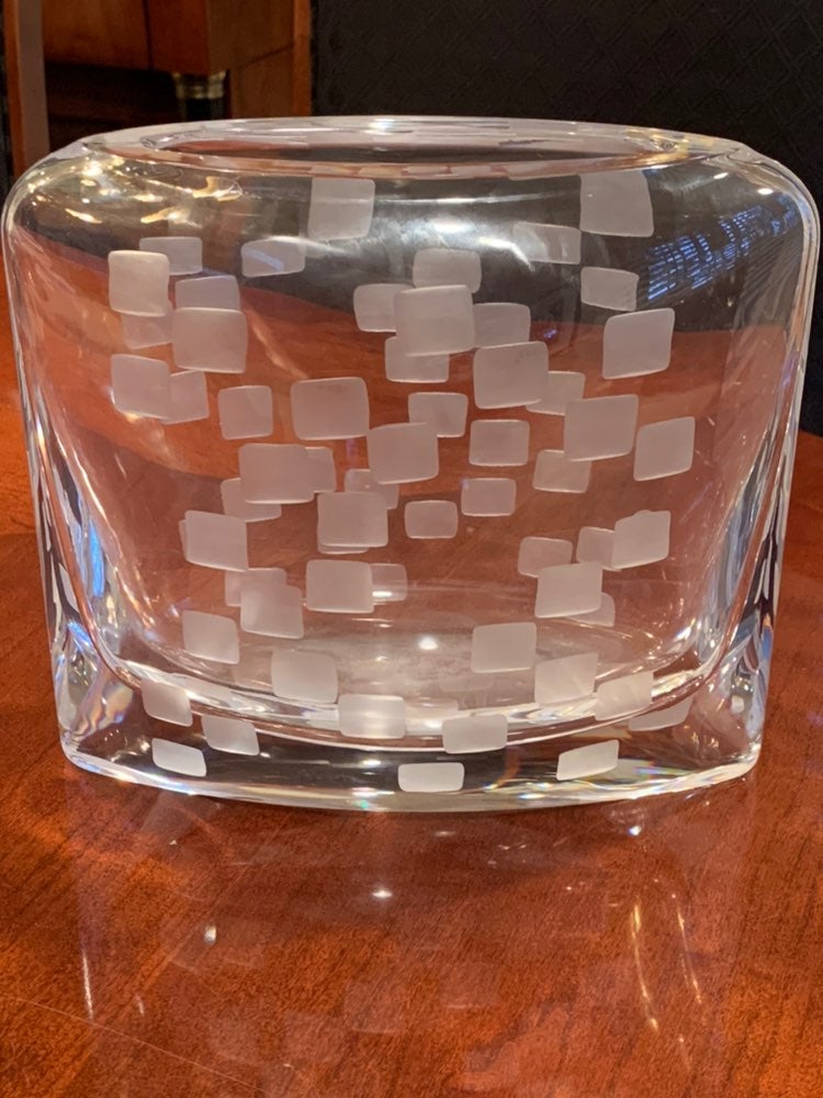 Etched crystal vase