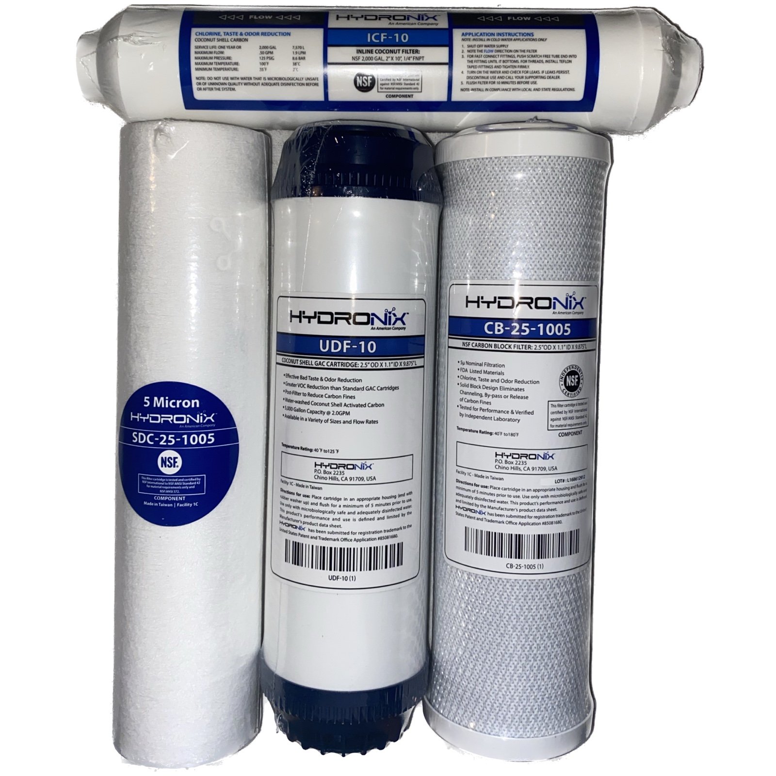 Hydronix 5 Stage 4PC Reverse Osmosis PRE/POST Water Filter Cartridges Set