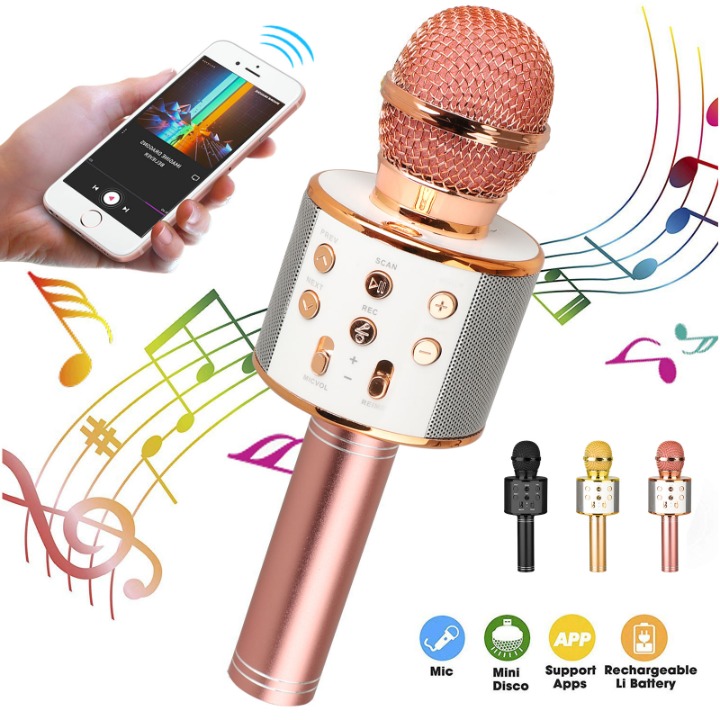 Wireless Bluetooth Karaoke Microphone, 4in1 Portable Handheld Karaoke Machine