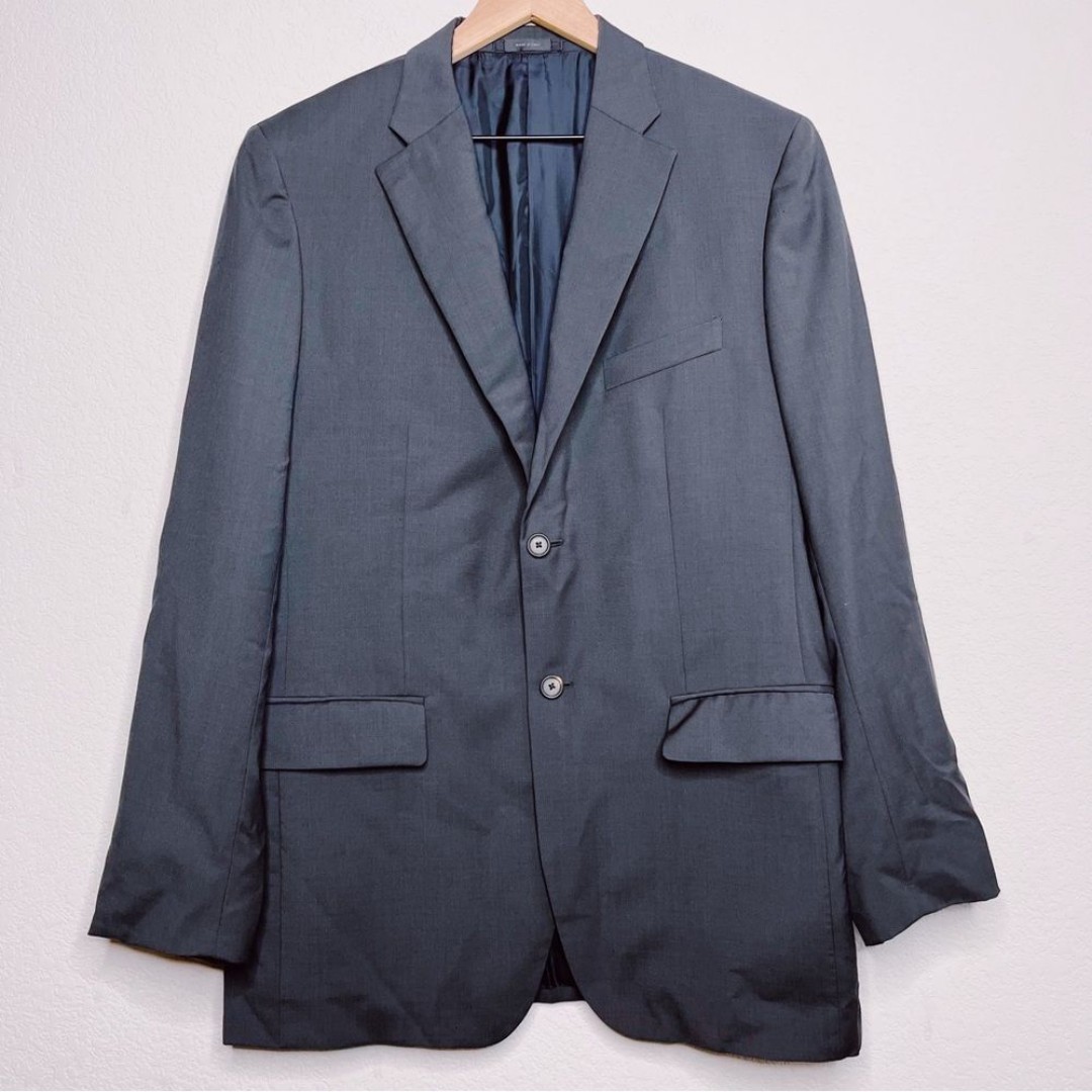Jil Sander Men Blazer Jacket 52 Gray Wool Mohair Black Label Made in Italy XL