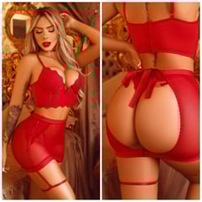 Erotic desire w/fetish skirt lingerie set - imported from brazil