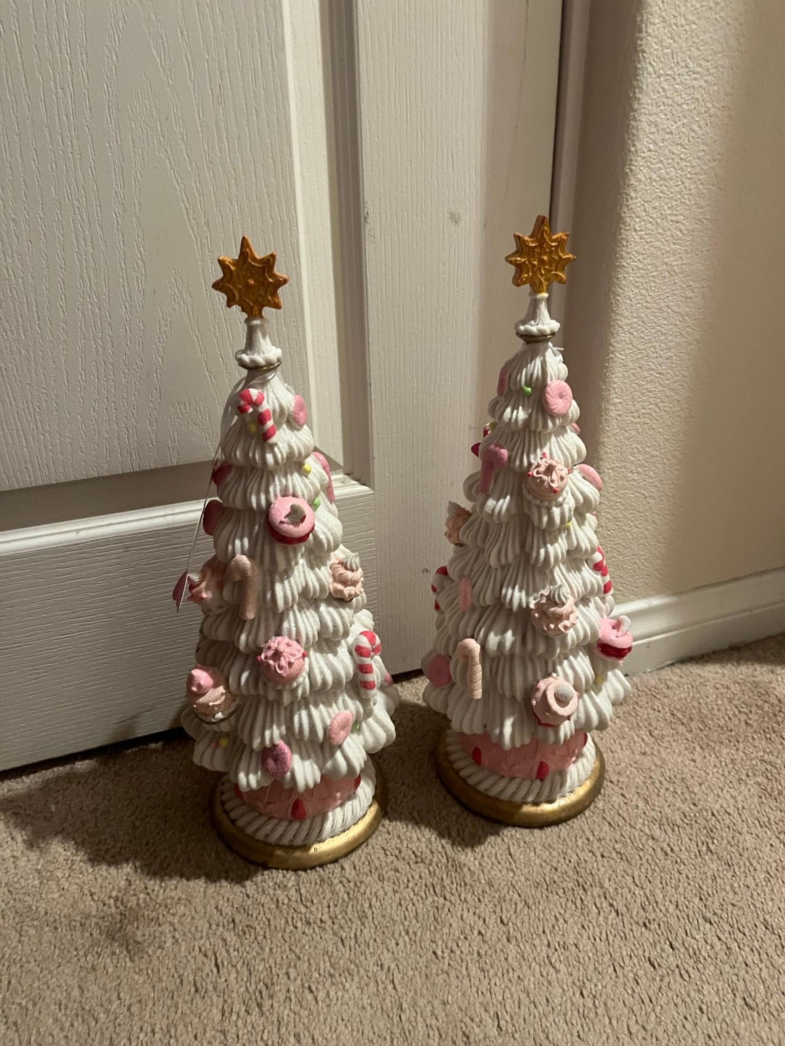 NEW Peppermint Square Pink White Christmas Candy Tree x2