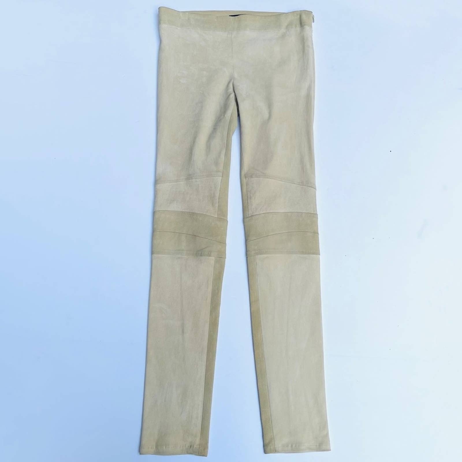 THE ROW Moto Beige Suede Leather Legging Pants Size Small