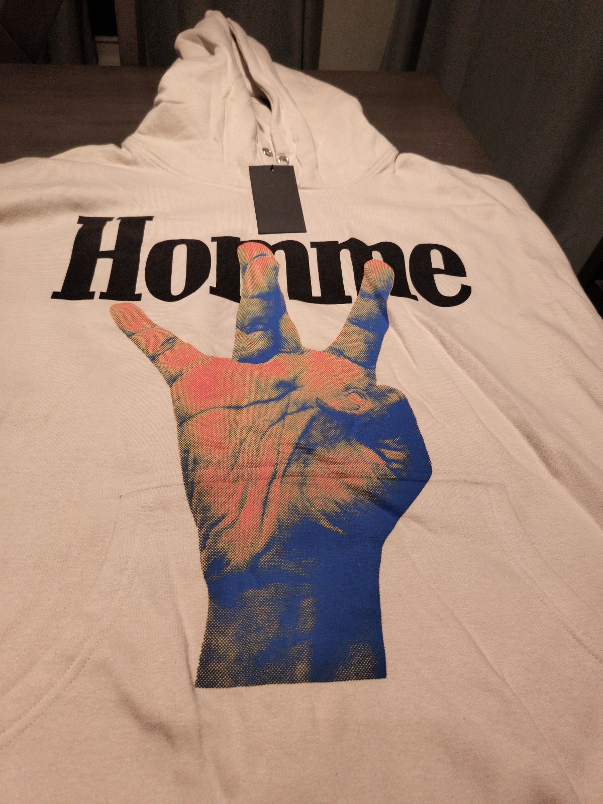 Homme femme XXL cream hoodie twisted fingers thermal image homme femme