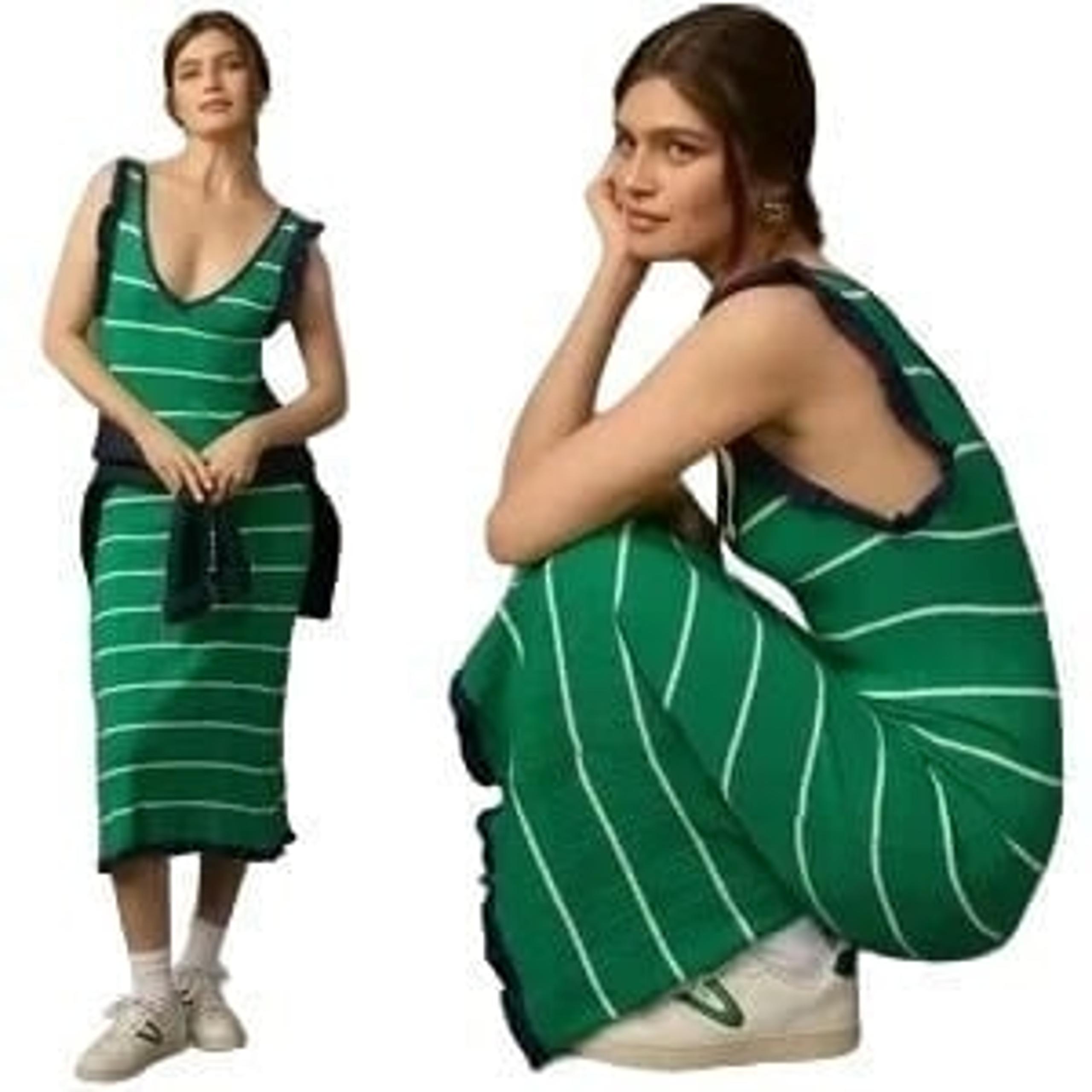 Anthropologie Daily Practice Womens M Striped Knitted Midi Dress  NWT