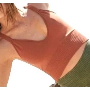 FREE PEOPLE GOOD KARMA ARGAN OIL RUSTY BROWN CROP TOP SZ: XS/S -ML/L NWOT