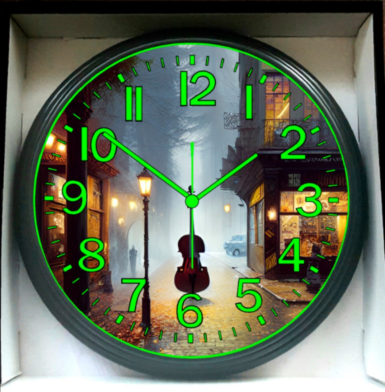 Cello Orchestra Music Studio Lounge Glow in the Dark Wall Clock