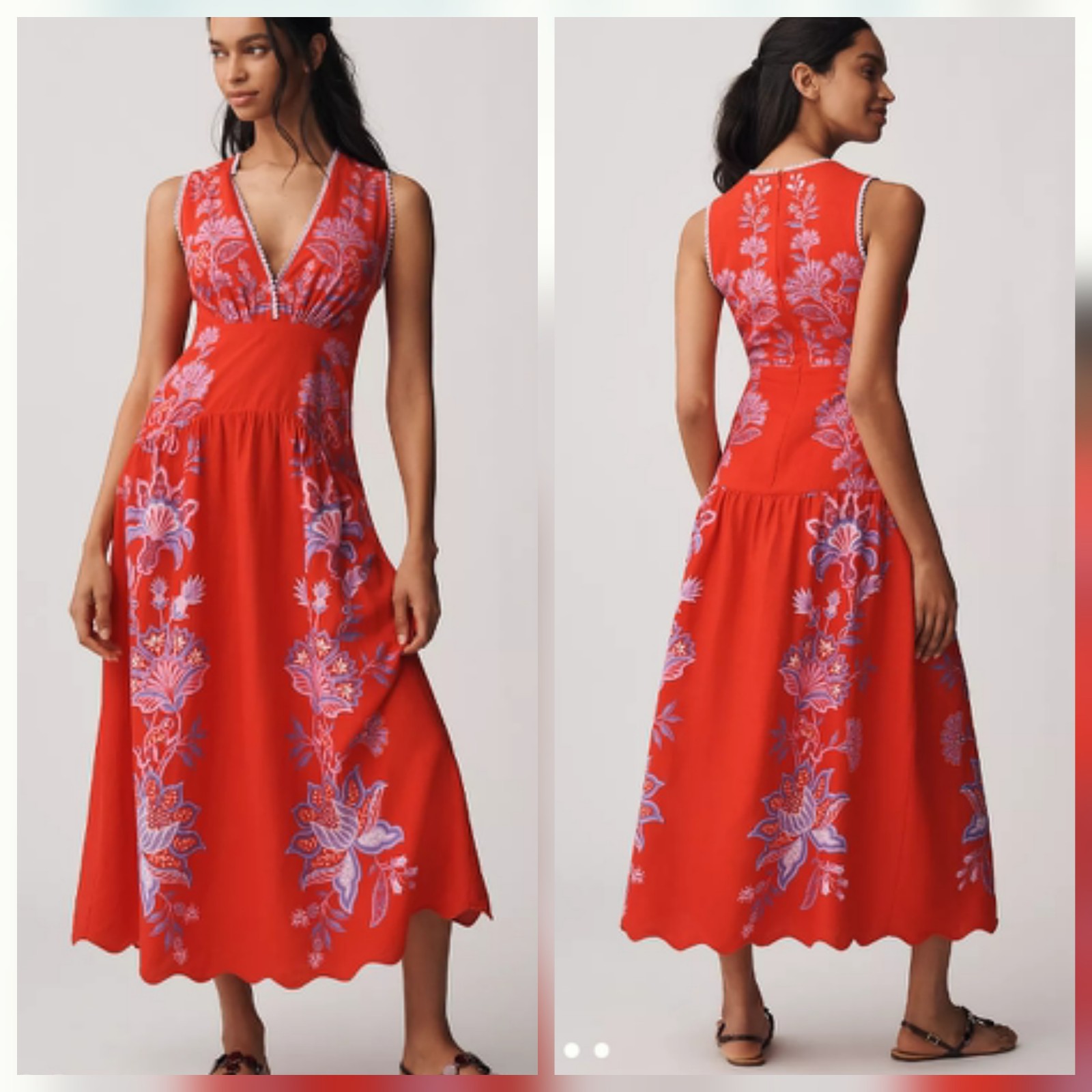 Farm Rio Red Linen Mididress