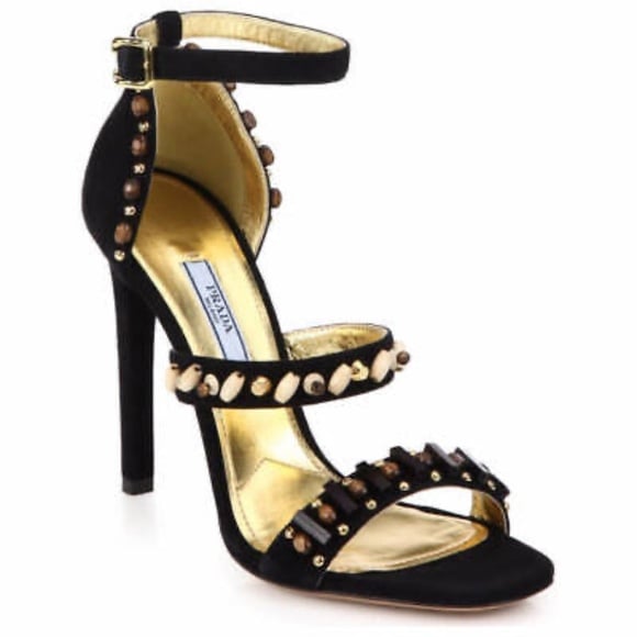 Prada Donna Sandals in Black/Gold Calzature Italian