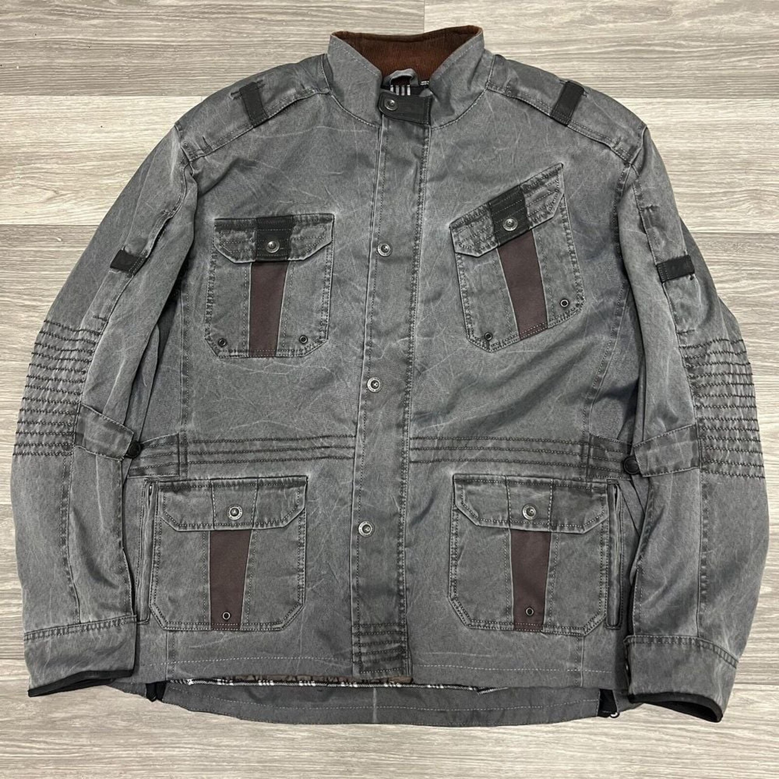 Speed And Strength Motorcycle Jacket Mens 3X Gray Armored Padded Full Zip Biker