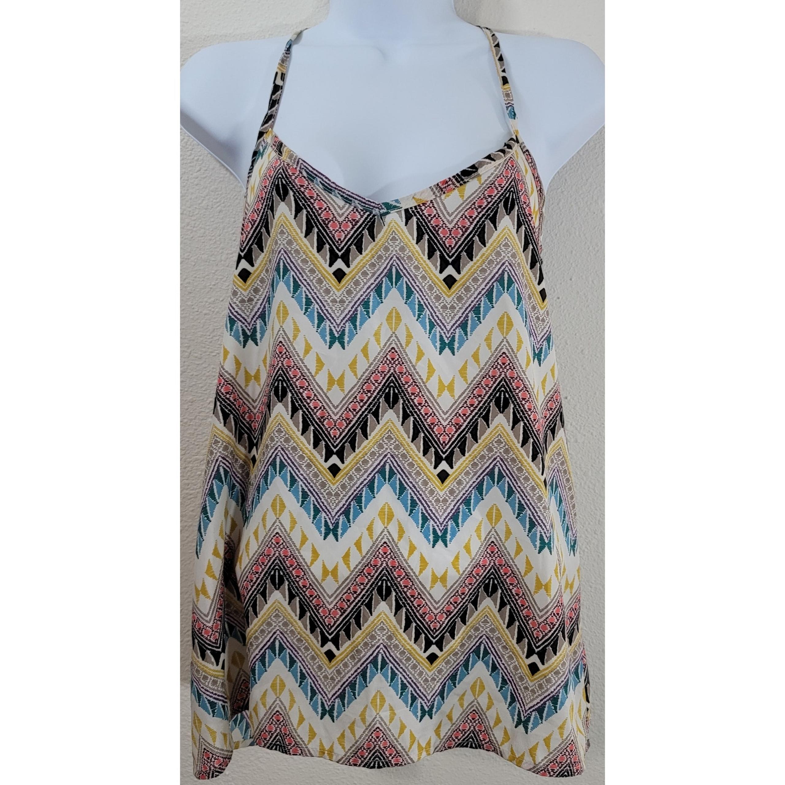Honey Punch Black Brown Aztec Print Racerback Tank Top Medium Lightweight Soft