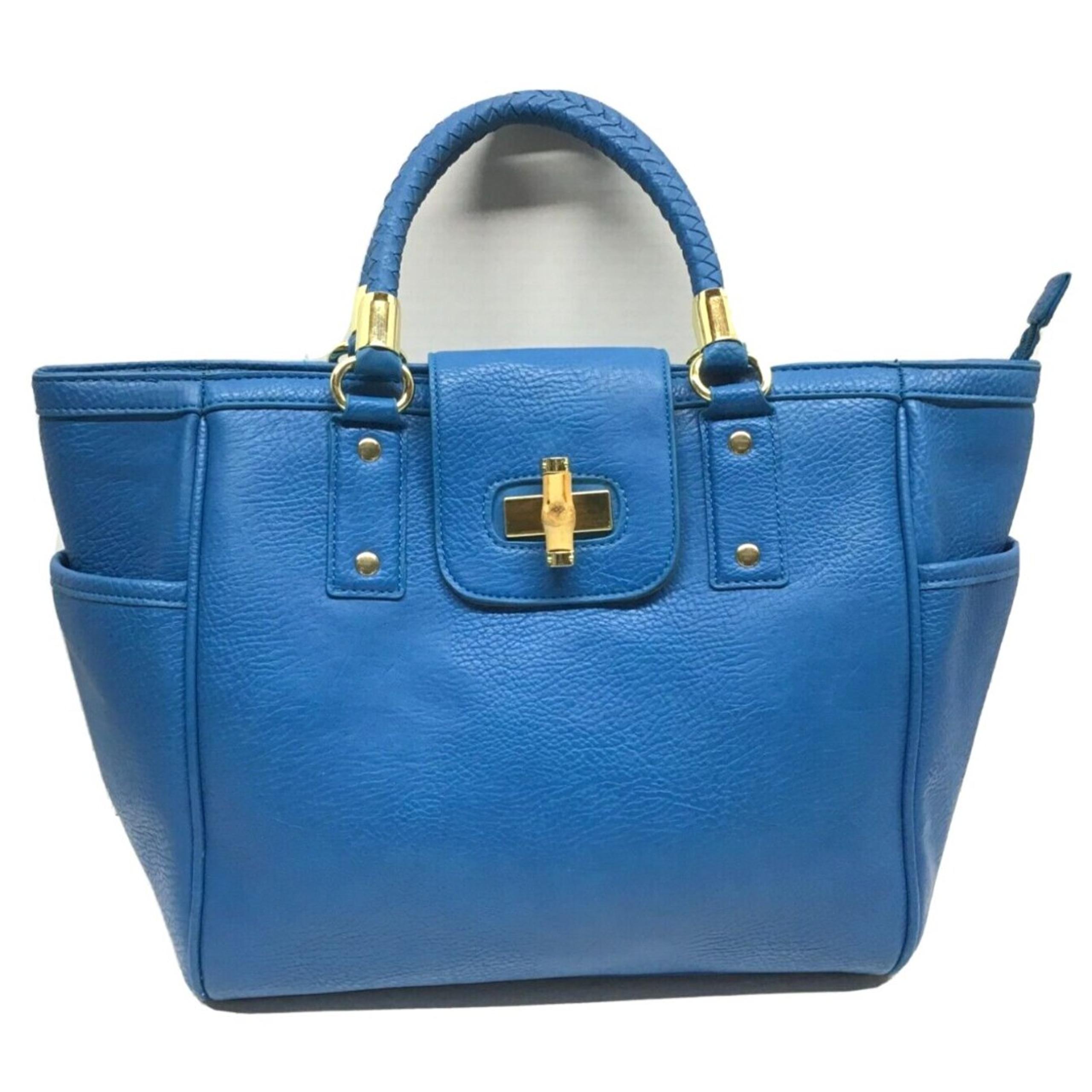 Olivia and Joy Large Blue Faux Leather Shoulder Tote Bag Purse