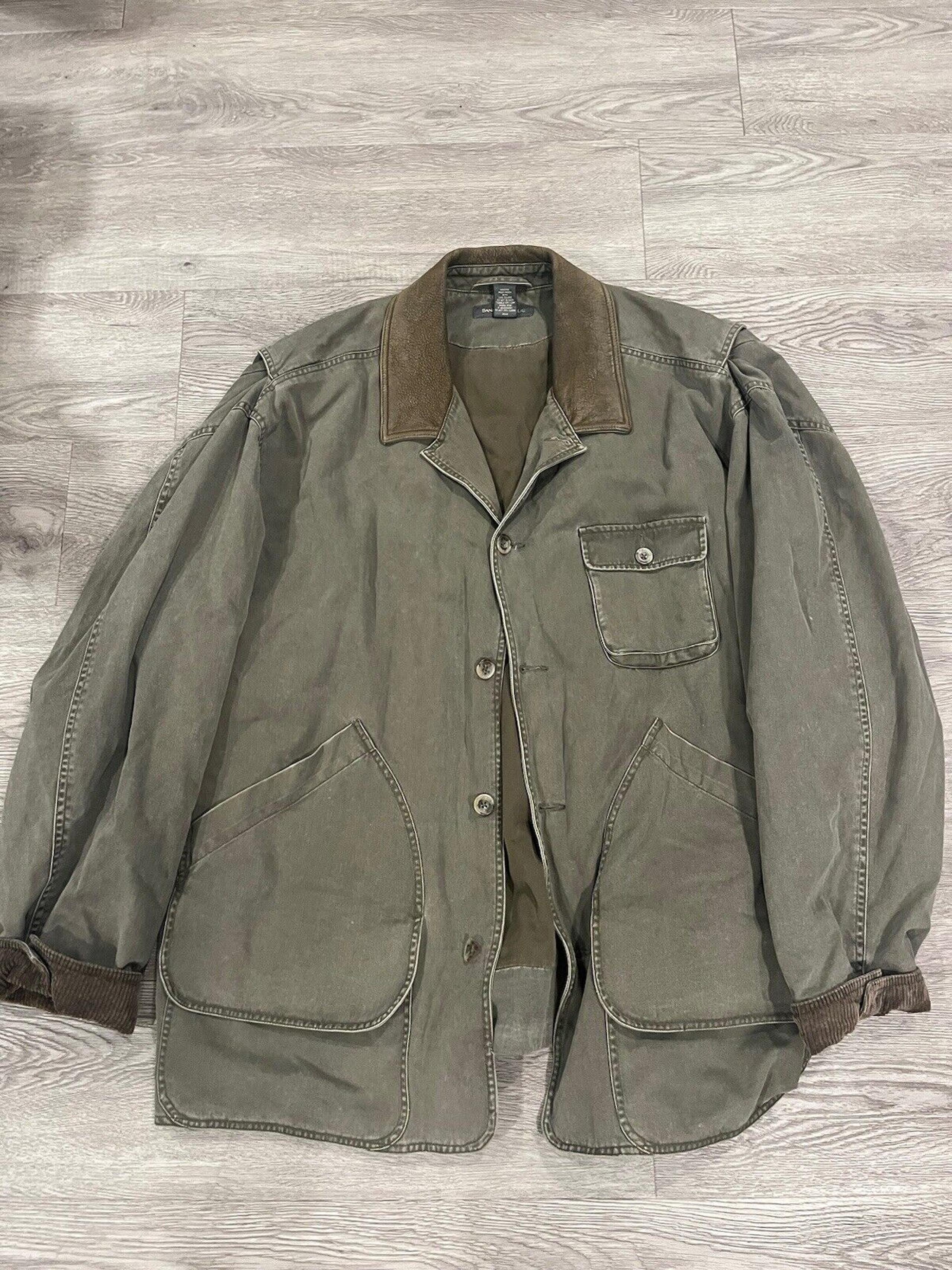 Vtg Banana Republic Heavy Suede Jacket Men's Barn Coat Size XL Oversize