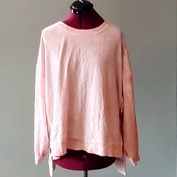 Found Womens Sweatshirt Blush Taupe Size Small Tie Dye Side Split Hi Low Hem