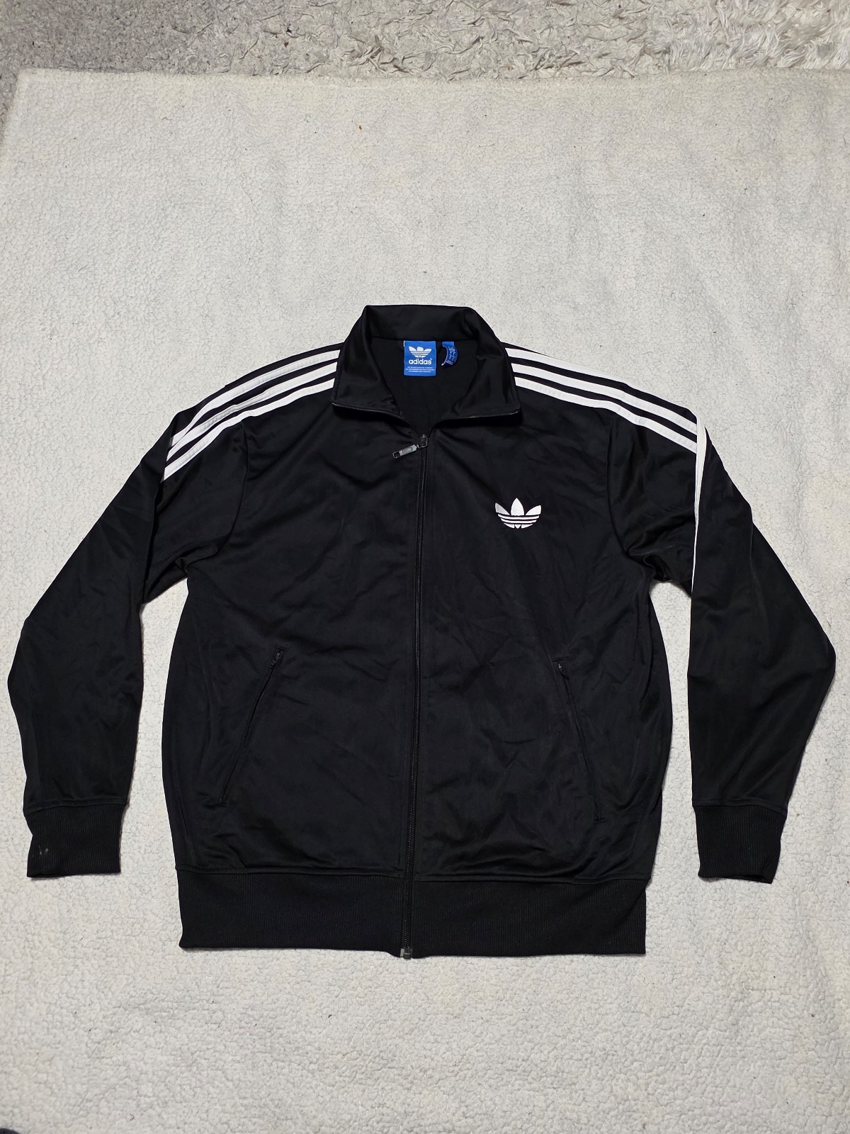 Adidas Beckenbauer, Blue full zipper sweatshirt track, Mens Size Large