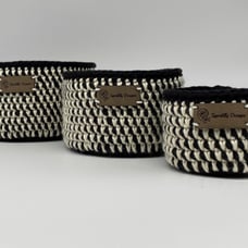 Handmade crochet nesting baskets