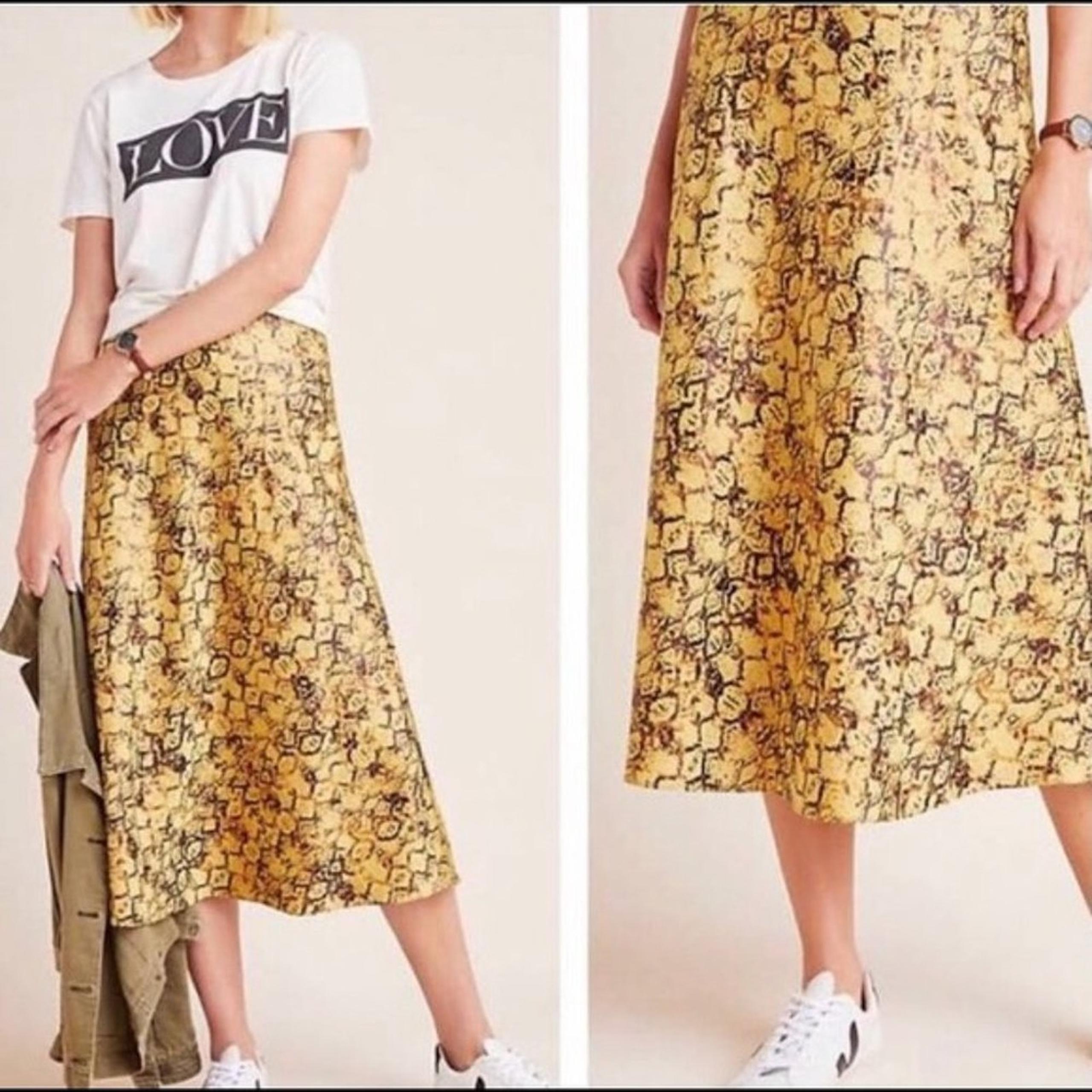 Anthropologie Current Air Harmony Metallic Snake Skin Skirt