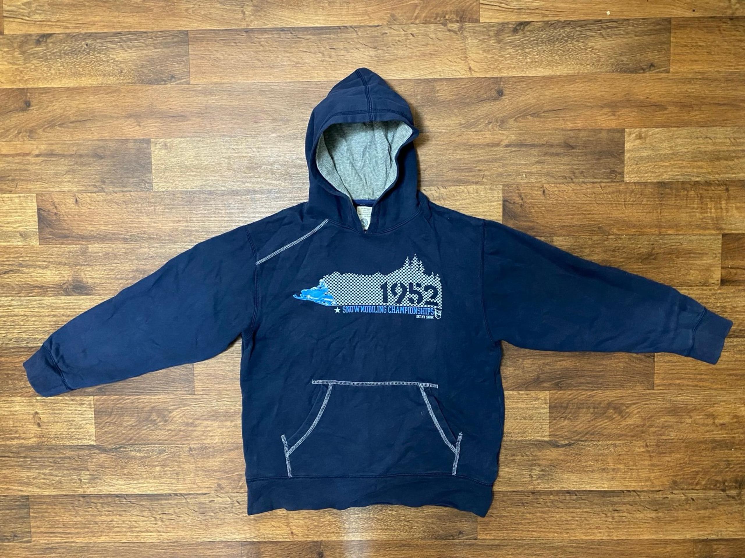 Men Old Navy 1952 Snowmobiling Championships Dark Navy Blue Hoody Hoodie XL