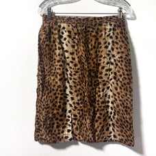 Vintage Adolfo Saks Fifth Ave Faux Fur Cheetah Print Skirt Size Medium Mob Wife