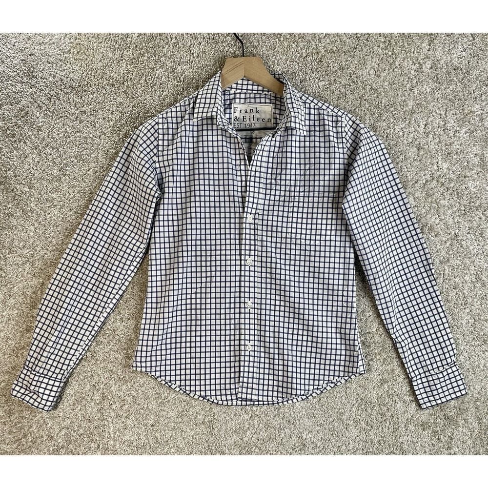 Frank and Eileen Shirt Women's XS Plaid Top Shirt Blue White Windowpane