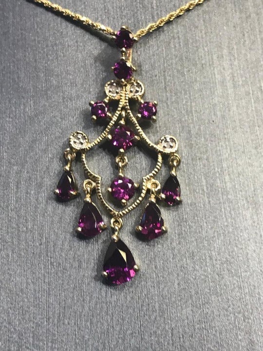 10K YG Diamond & Pink Tourmeline Pendant