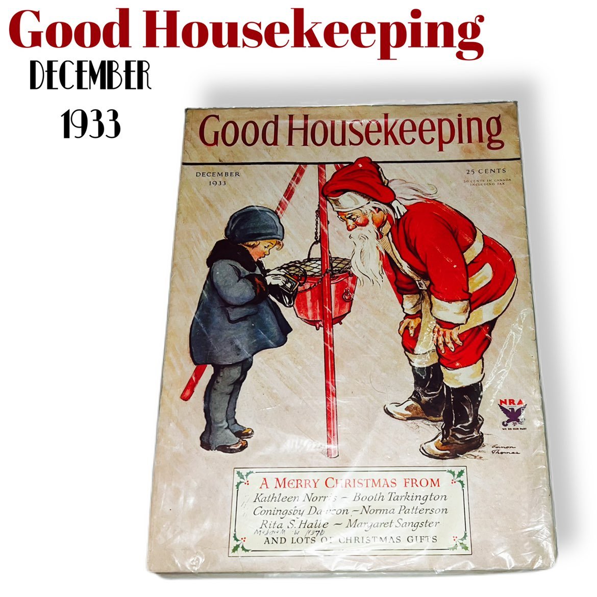 1933 Good Housekeeping December Christmas Edition with Santa Clause Cover