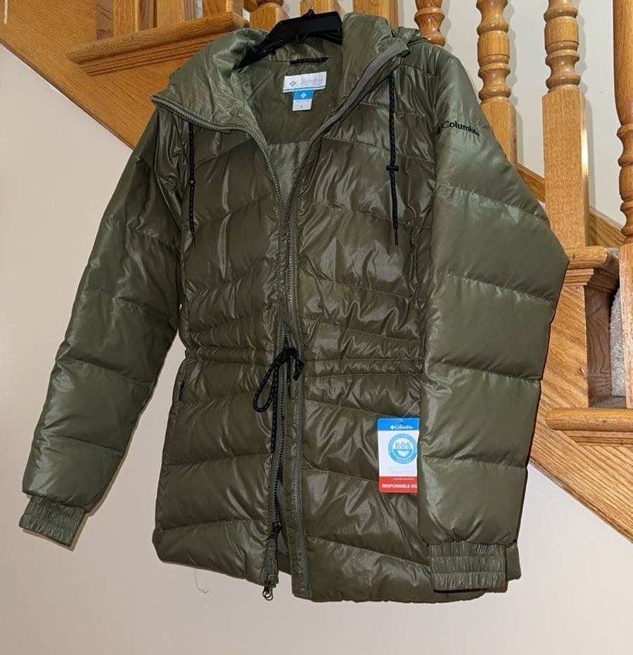 COLUMBIA Women's Icy Heights II Down Jacket Size Small Stone Green AUTHENTIC NEW