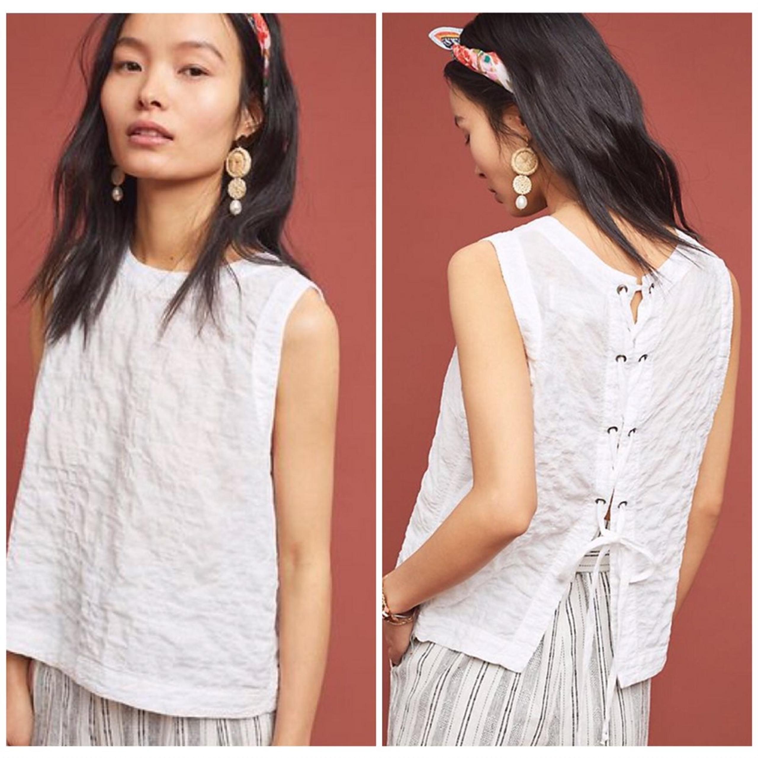 Anthropologie Cloth & Stone Lace-Up Top
