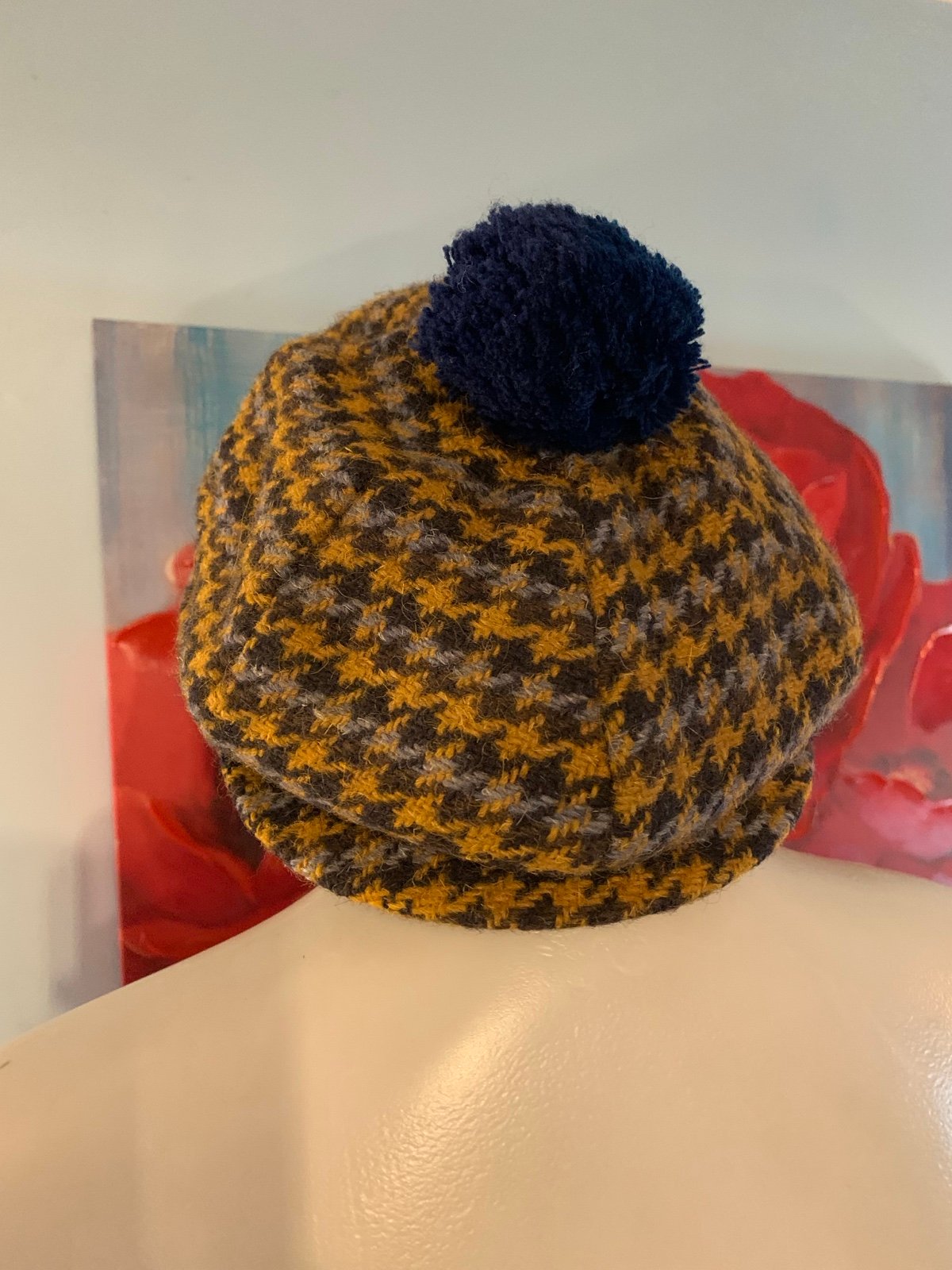 Vintage Millars Ireland 100% New Wool Patchwork Tweed Newsboy Cabbie Cap Hat EUC
